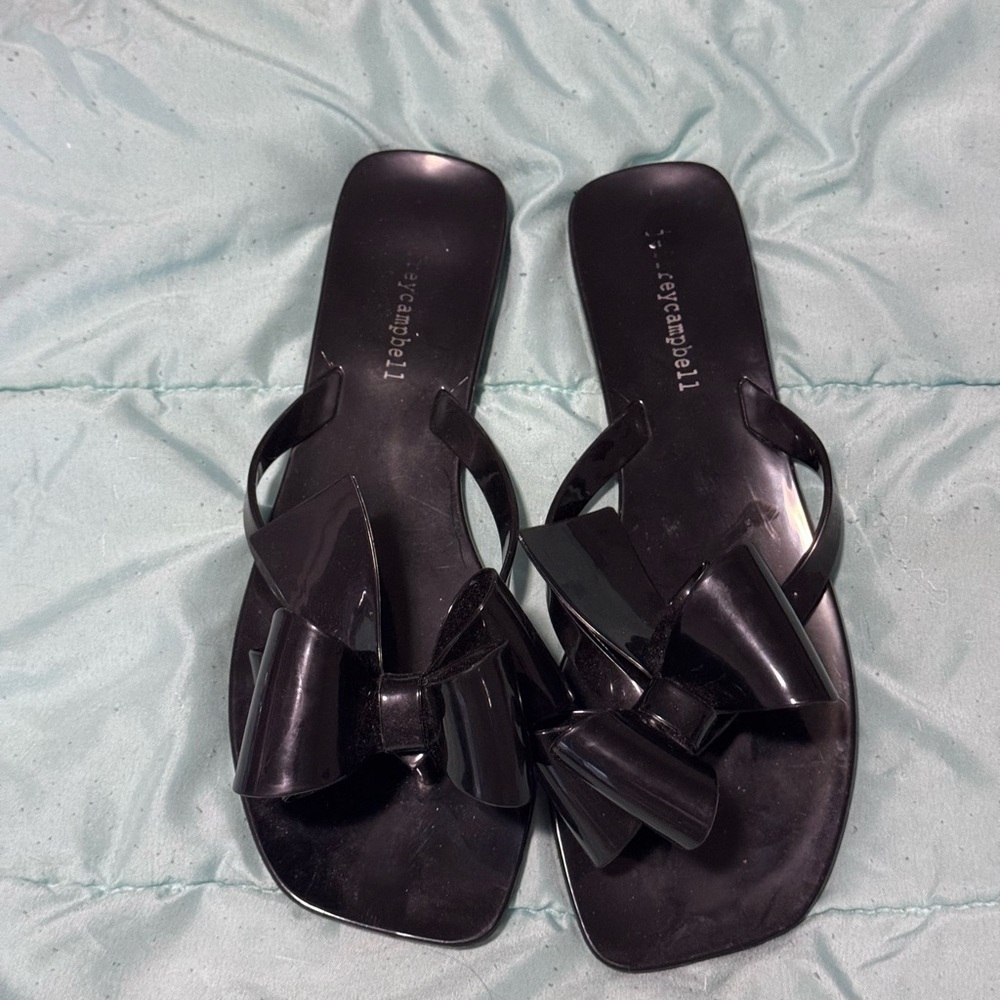 Jeffrey Campbell Black Bow Slide Sandals Size 8
